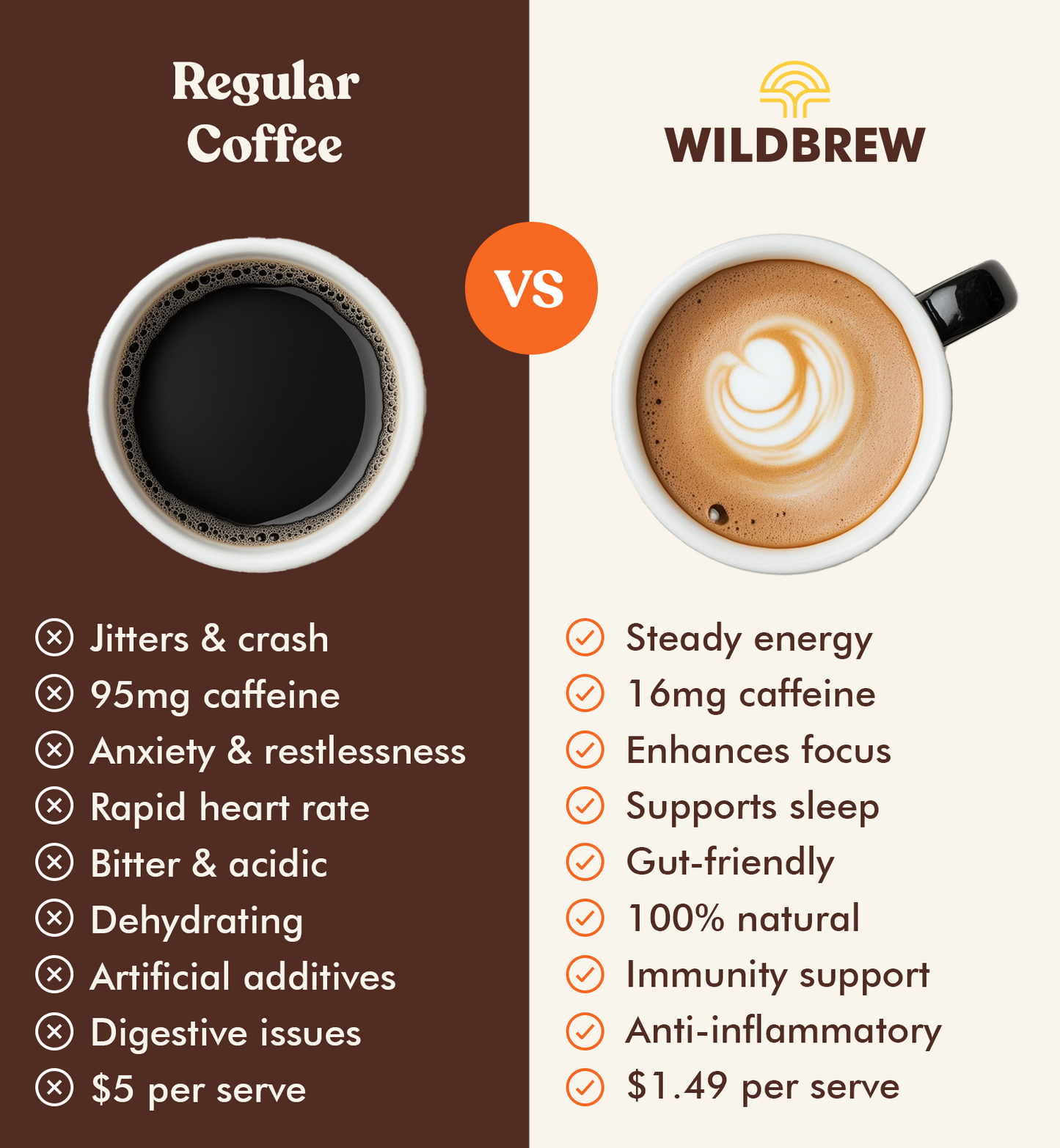 Focus Regular Coffee vs Wild Brew