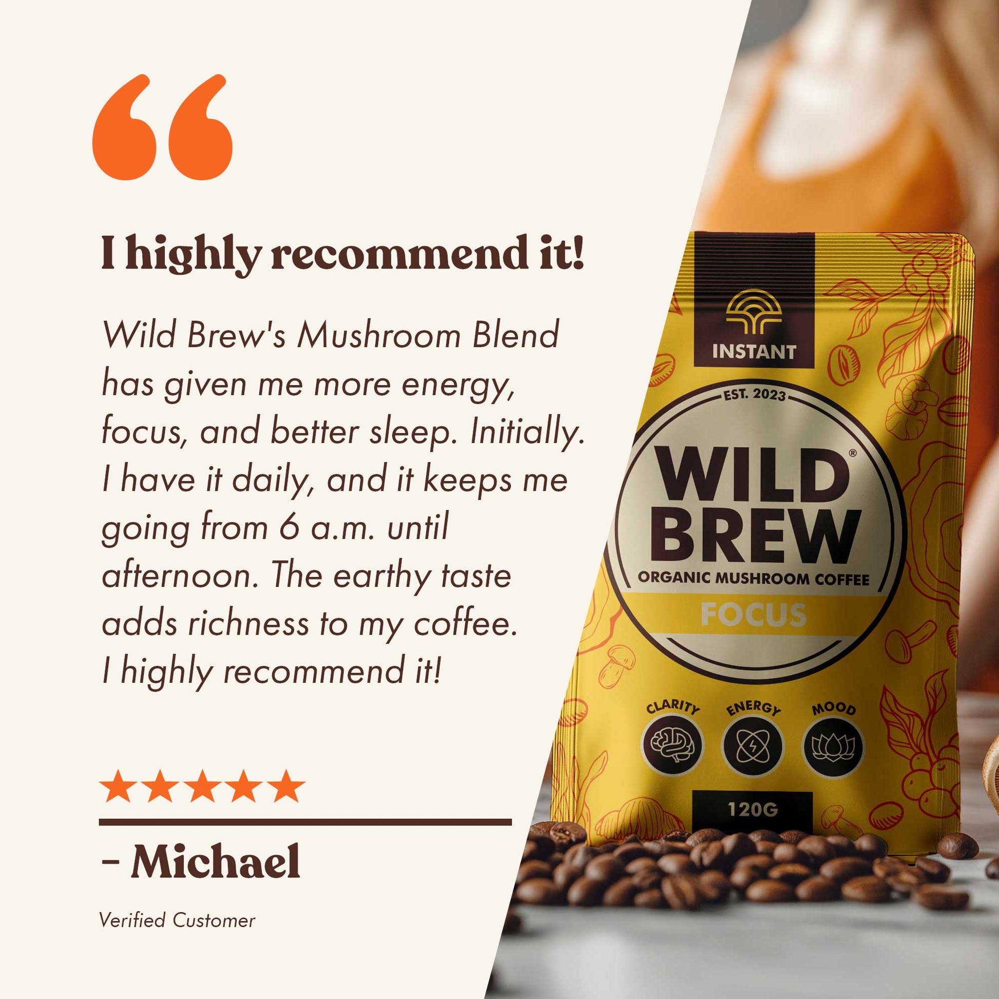 Review Focus Organic Mushroom Coffee - Wild Brew