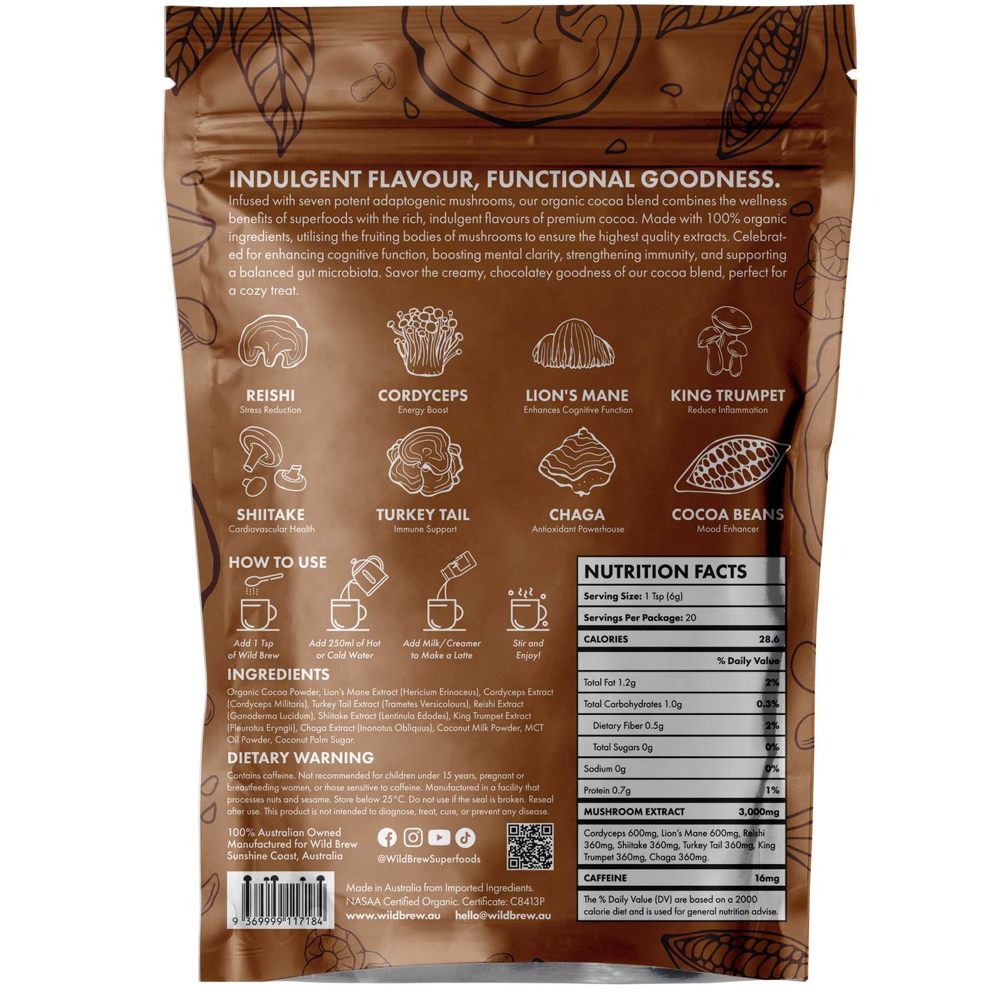 Nourish Organic Mushroom Cocoa - Wild Brew
