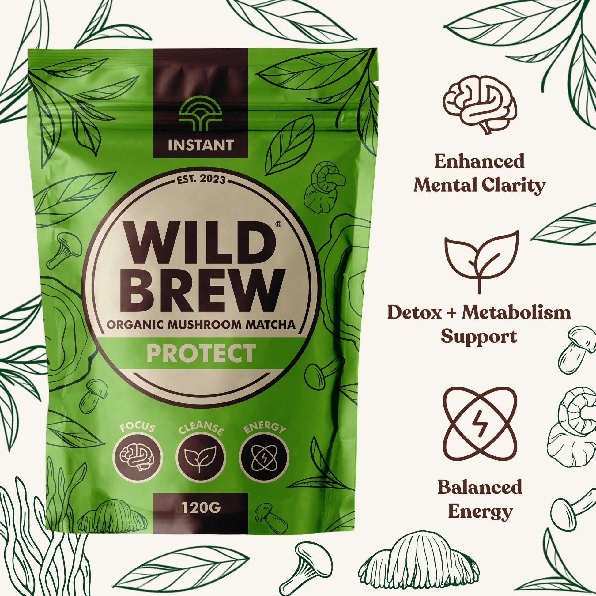 Wild Brew Protect Organic Mushroom Matcha Latte