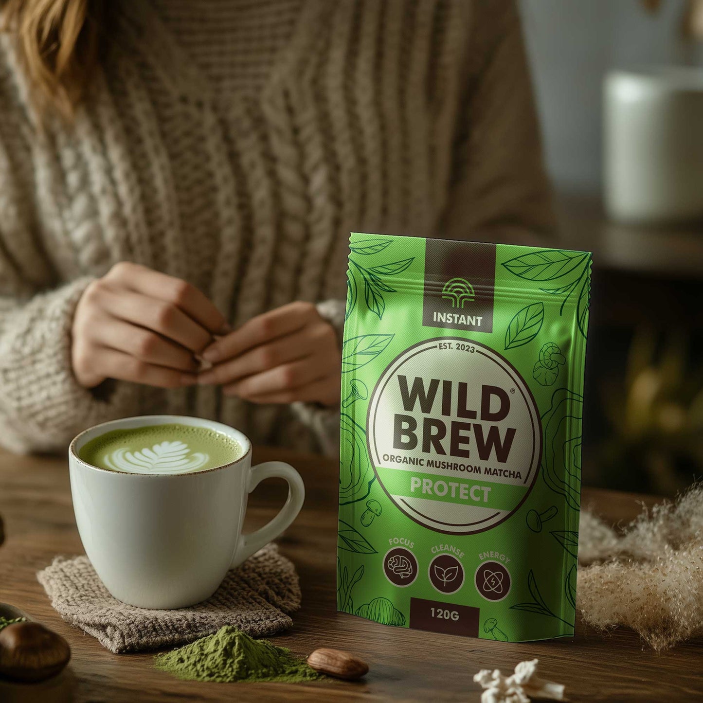 Wild Brew Protect Organic Ceremonial Grade Mushroom Matcha Latte Benefits